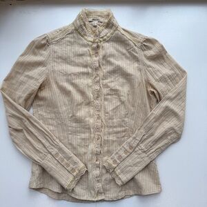 Mango Cream Lace High Neck Blouse Victorian Edwardian Cottagecore Prairie Size 8